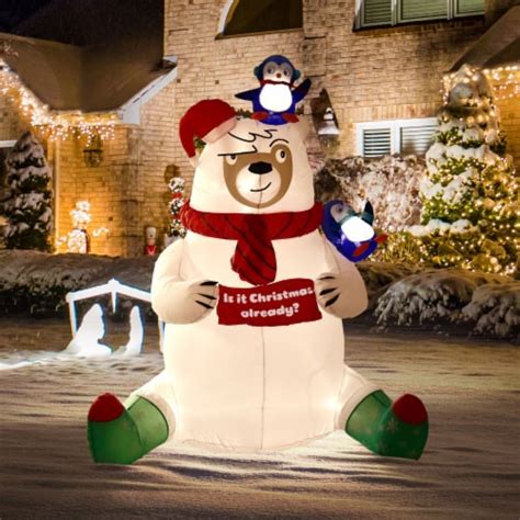 Nifti Nest 6 Ft Inflatable Merry Polar Bear With Penguin And Led Lights