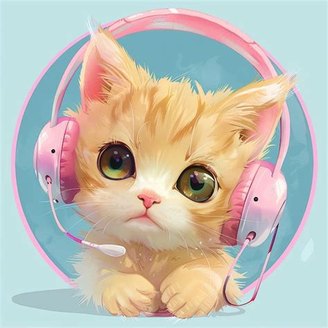 Cute Cat Gaming Cartoon Premium Ai Generated Image