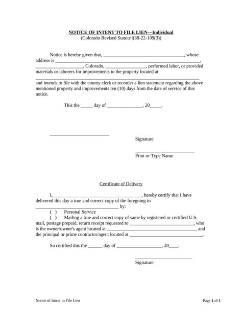 Colorado Lien Doc Template Pdffiller