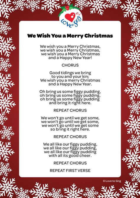 Christmas Music Monday ð ð ¶ Download A Free Lyric Sheet Download For