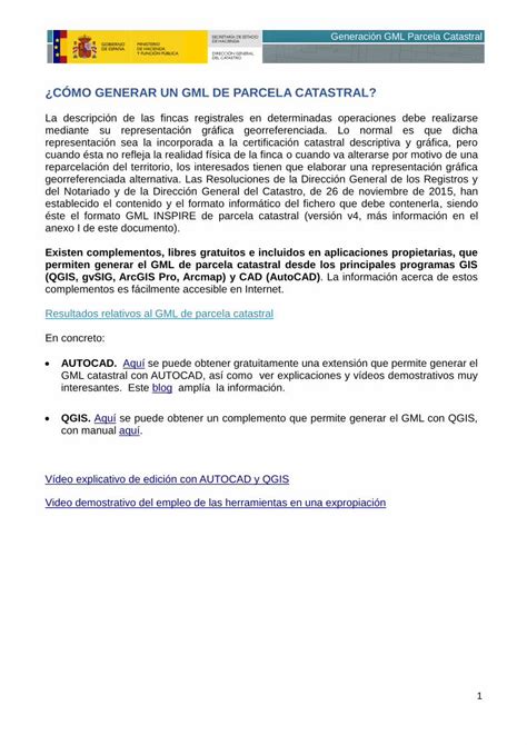 Pdf C Mo Generar Un Gml De Parcela Catastral Generacion Gml Pdf