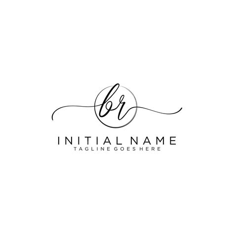 Vector Template Of A Circular Logo With Handwritten Br Initials Vector