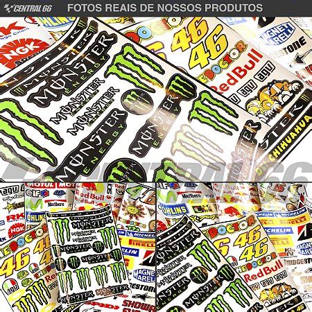 Cartela Adesivos Patrocinios Moto GP P2 Monstro Energetico Central 66