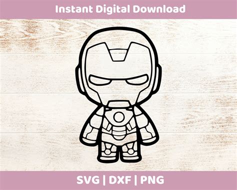 Chibi Iron Man Instant Digital Descargar SVG DXF PNG para Etsy México