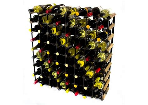 Bottle Walnut Black Metal Wine Rack Ready Assembled