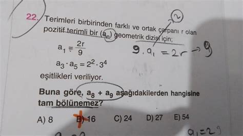 22 Terimleri Birbirinden Farklı Ve Ortak çał Lise Matematik