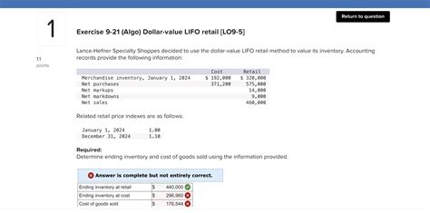 Solved Exercise Algo Dollar Value Lifo Retail Lo Chegg