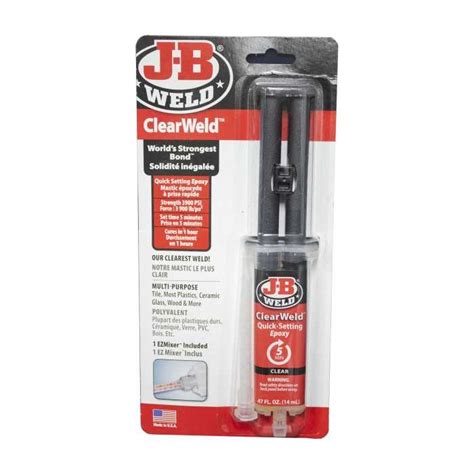 J B Weld Clearweld Quick Setting Epoxy Ml