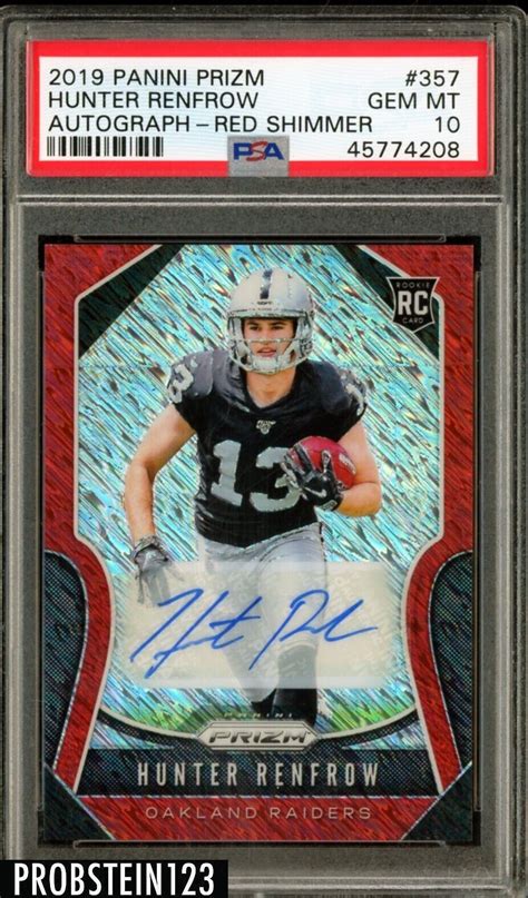 Hunter Renfrow 2019 Prizm 357 Rookie Autographs Red Shimmer 25 Psa