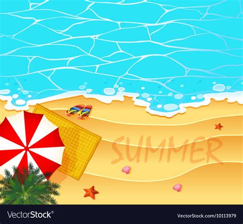 Summer Theme With Ocean And Beach Background Vector Image