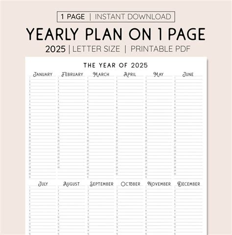 Printable One Page Calendar 2025 An Essential Planning Tool Printable Template