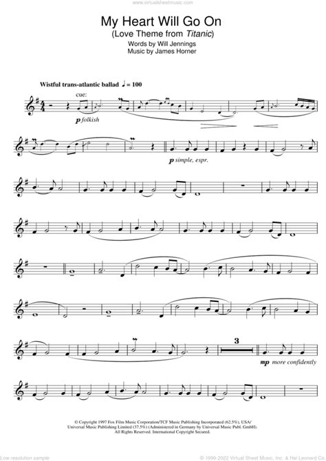 My Heart Will Go On Love Theme From Titanic Sheet Music For Clarinet Solo