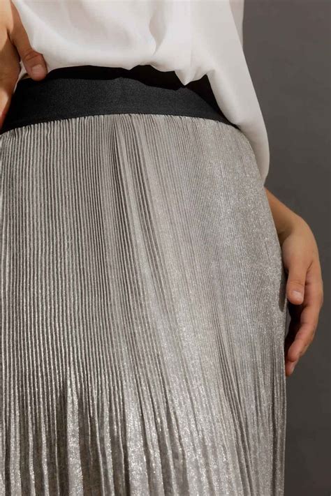 Silver Metallic Pleat Skirt Buy Pleated Midi Skirts Online