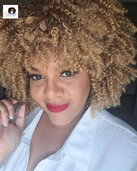 Big Natural Afro Kinky Curl Wig For Black Women Blonde Mix