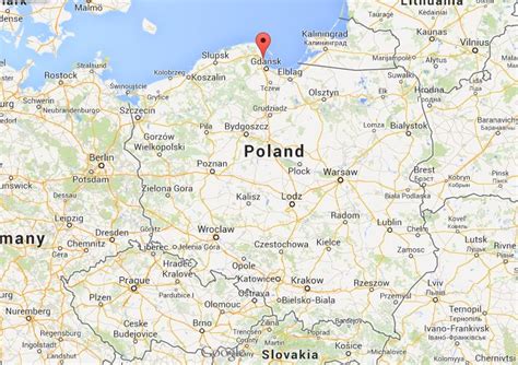 Gdynia on map of Poland