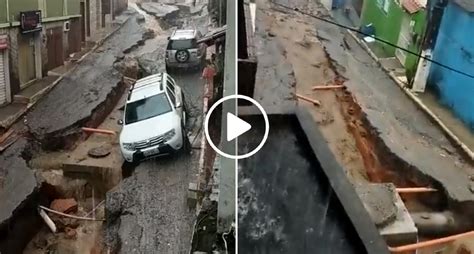 Temporal Abre Buraco No Ch O E Destr I Rua No Rio De Janeiro