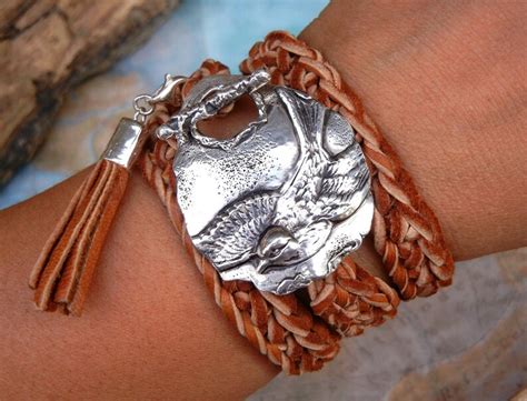 Hippie Jewelry Hippie Leather Wrap Bracelet Hippie Silver Etsy