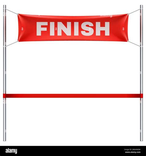 Finish Line With Red Textile Banner And Ribbon Vector Illustration