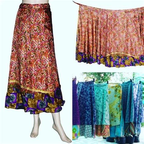 Reversible Sari Silk Magic Wrap Skirts Womens Silk Beach Wrap Skirt