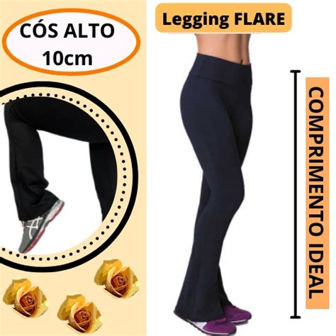 Calça Legging Feminina Flare Bailarina Boca de Sino Suplex Básica