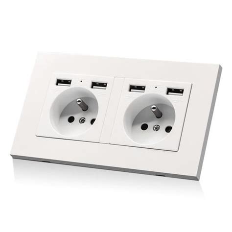 Prise Murale Double Usb Standard Fran Ais Encastr E Secteur