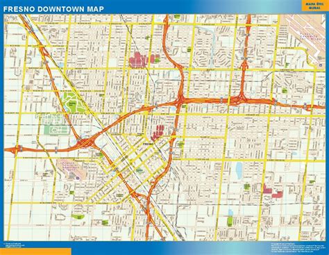 Fresno downtown wall map | Laminated wall maps of the world.