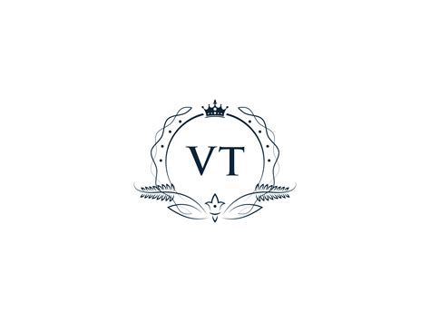 Initial Vt Logo Letter Design Minimal Royal Crown Vt Tv Feminine Logo