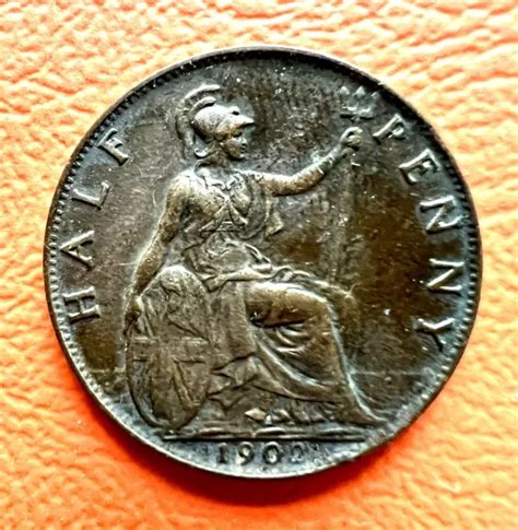 Antike K Nigliche King Edward Vii Halfpenny M Nze Britannia