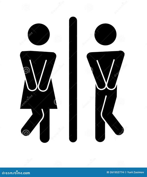 Restroom Or Bathroom For Man And Woman To Peeing Funny Vector Wc