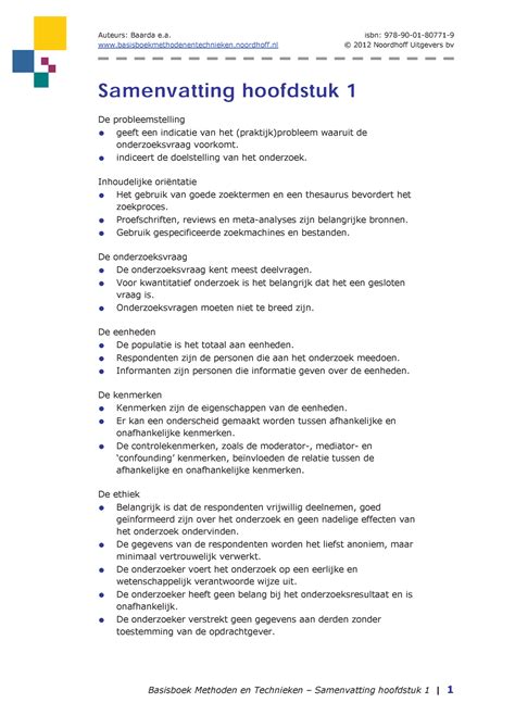 Samenvatting Basisboek Methode En Technieken Baarda En De Goede H1 3