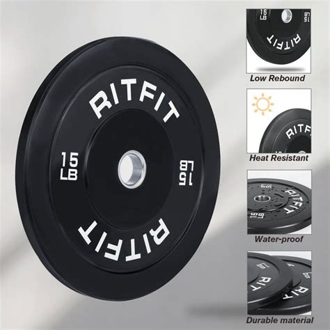 RitFit Bumper Plates Olympic Rubber Weight Plates 2 Inch Olympic