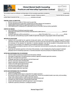 Fillable Online Practicum And Internship Supervision Contract Fax Email