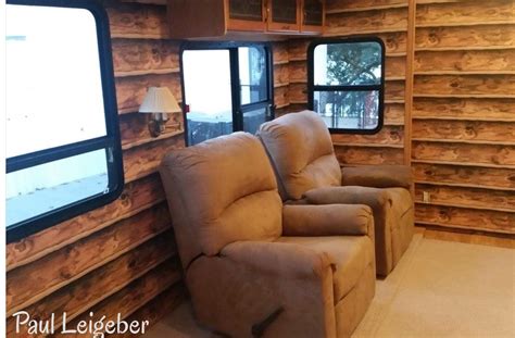 Log cabin wallpaper in an RV. | Log cabin interior, Rv living, Cabin interior