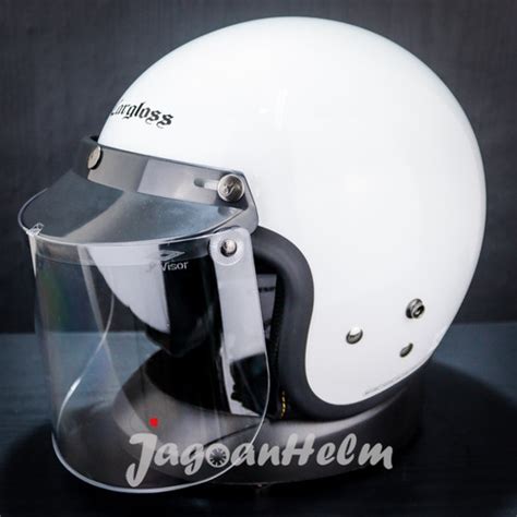 Promo Cargloss Helm Cf Retro Super Whity White Half Face Carglos