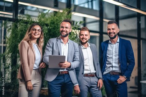 A Team Of Professionals Both Men And Women In A Modern Office