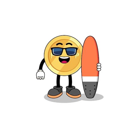 Premium Vector Mascot Cartoon Of Philippine Peso As A Surfer