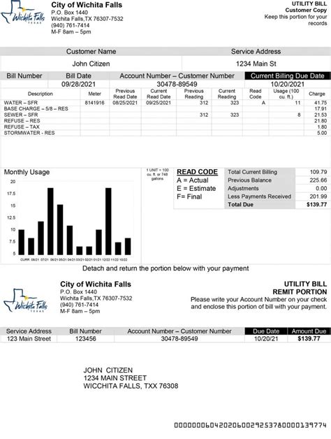 Texas Fake Utility Bill Template