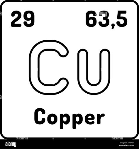 Copper Chemical Element Line Icon Vector Illustration Stock Vector