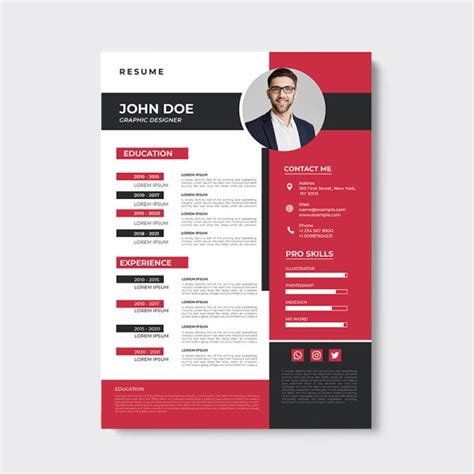 Modern Red Black Abstract Cv Resume Template Freepng