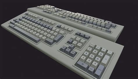 3D model vintage keyboard style lowpoly game ready old pc keyboard VR ...