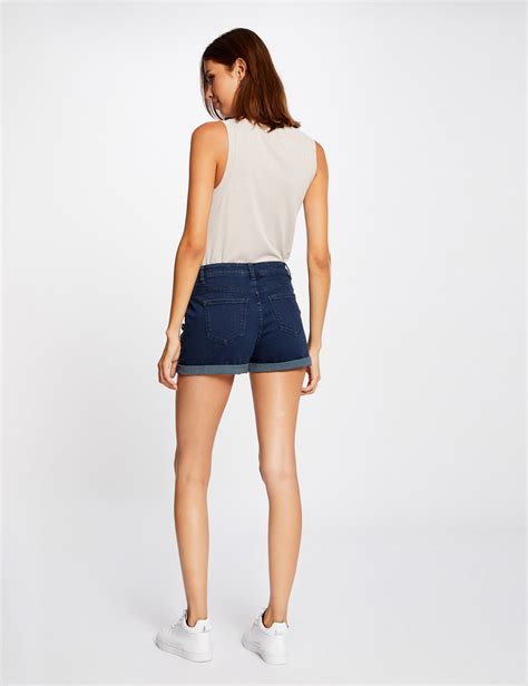 Short Slim Avec Boutons En Jean Jean Brut Femme Morgan