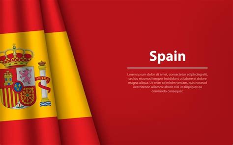 Ola La Bandera De España Con Fondo Copyspace Vector Premium