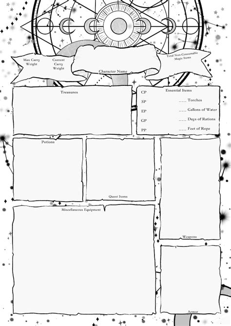 Celestial Skies Dnd Character Sheet Pdf Dnd Character Etsy