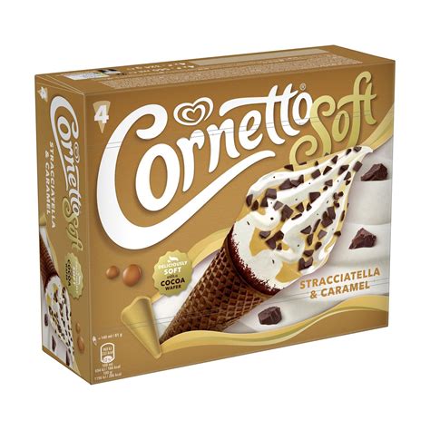 Cornetto Soft Παγωτό Χωνάκι Stracciatella And Caramel 4τεμ 324gr 560ml