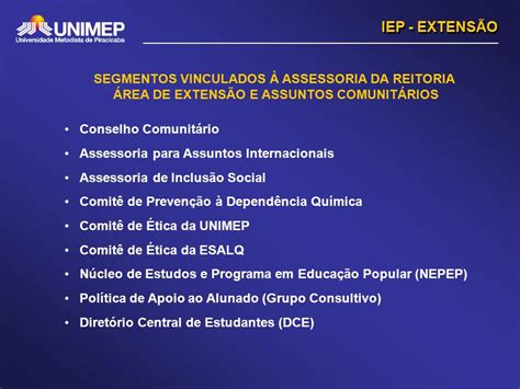 Iep ExtensÃo Universidade Metodista De Piracicaba Assessoria Da