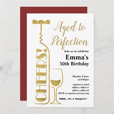 Birthday Party Invitation Aged To Perfection Wine Theme Etsy Artofit