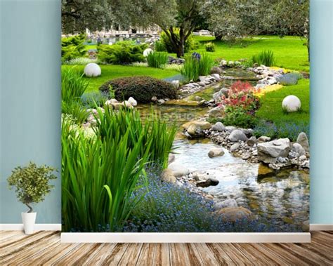 Asian Garden And Pond Wallpaper Wall Mural Wallsauce