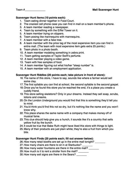 An Image Of A Question Sheet For The Game