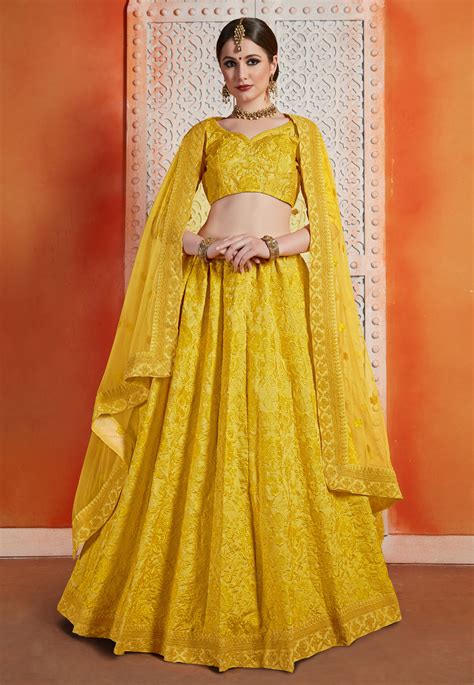 Yellow Art Silk Circular Lehenga Choli 2402