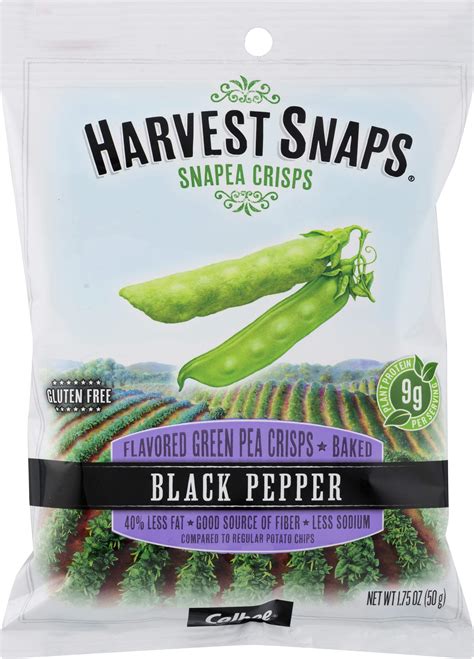 Harvest Snaps Green Pea Snack Crisps Black Pepper Deliciously Baked